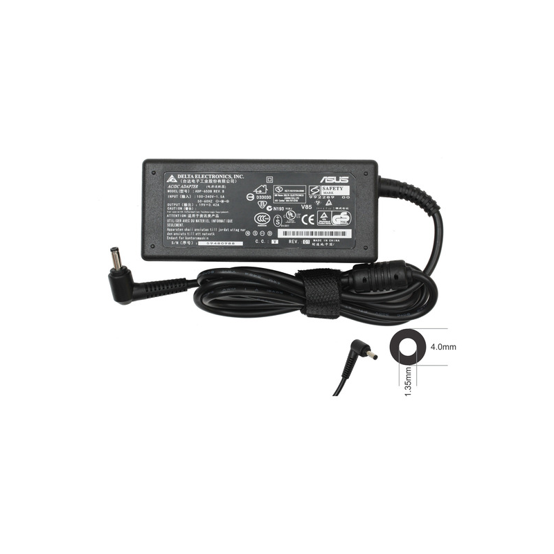 Cargador Asus 19V 3.42A punta delgada negro 4.0x1.35mm