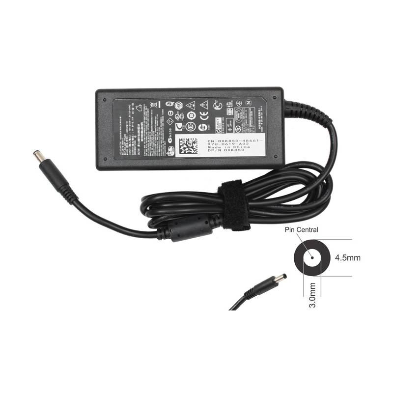 Cargador DELL 19.5V 2.31A punta Dell mini aguja negro 4.5x3.0mm pin central